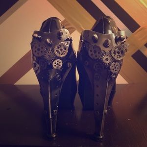 Black steampunk pumps